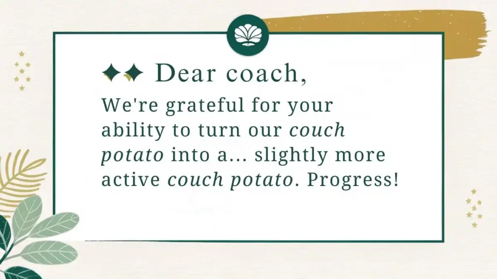 Funny thank you message to coach from parent